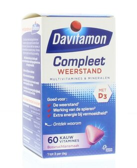 Compleet weerstand kauwvitamines bosvruchten Davitamon 60tb