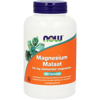 Magnesium malaat 115 mg NOW 180tb