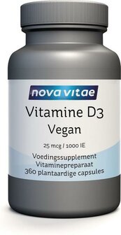 Vitamine D3 1000IE/25mcg vegan Nova Vitae 360vc