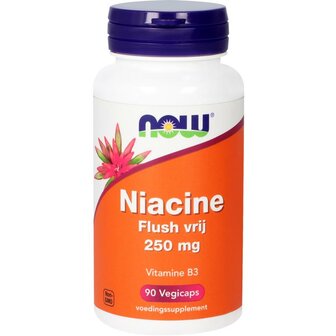 Niacine flush vrij 250 mg NOW 90ca