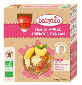 Appel abrikoos banaan 90 gram bio Babybio 4x90g