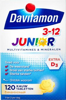 Junior 3+ kauwtabletten banaan Davitamon 120kt