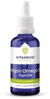 Vegan Omega 3 algenolie 1250 tryglyceriden 500 DHA Vitakruid 50ml