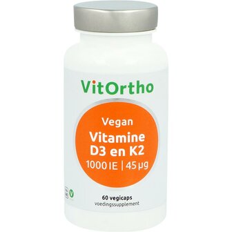 Vitamine D3 1000IE K2 45mcg vegan Vitortho 60vc