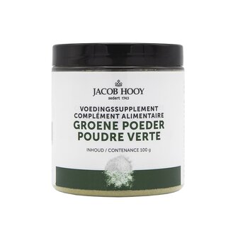 Groene poeder pot Jacob Hooy 100g