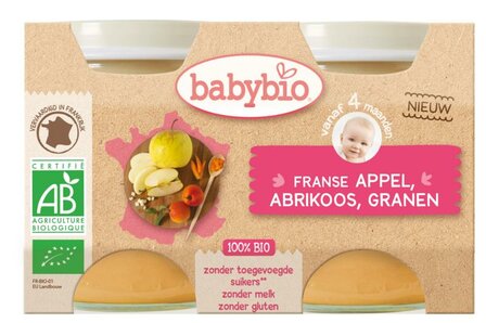 Dessert appel abrikoos granen 130 gram bio Babybio 2x130g