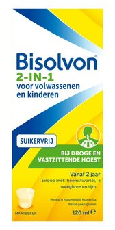 Drank 2-in-1 suikervrij Bisolvon 120ml