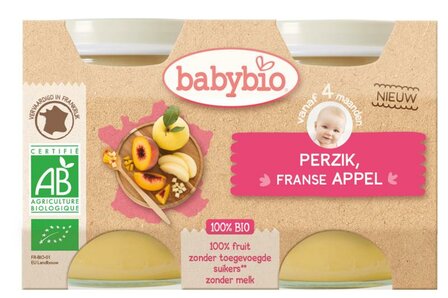 Dessert appel perzik 130 gram bio Babybio 2x130g