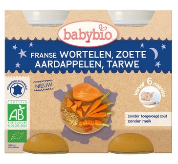 Wortel &amp; zoete aardappel tarwe 200 gram bio Babybio 2x200g