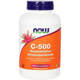 C-500 kauwtabletten sinaasappelsmaak NOW 100kt