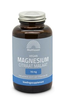 Magnesium citraat malaat met actieve vorm vit. b6 Mattisson 120vc
