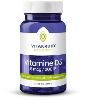 Vitamine D3 5mcg/200IE Vitakruid 250tb