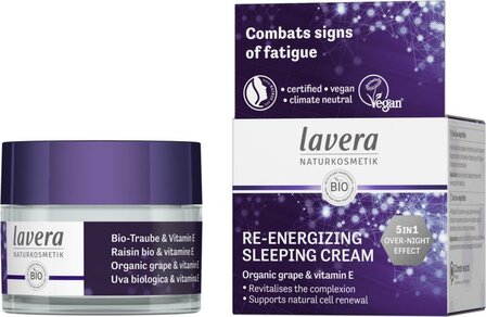 Re-energizing sleeping cream/nachtcreme bio EN-IT Lavera 50ml