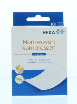 Kompres non-woven 5 x 5cm steriel Heka 10st