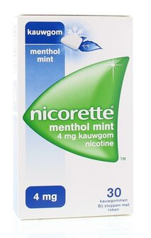 Kauwgom 4mg menthol mint Nicorette 30st