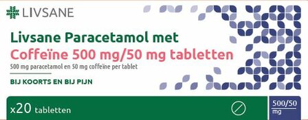 Paracetamol coffeine 500/50mg Livsane 20tb