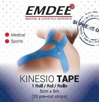 Kinesio tape blauw pre cut Emdee 1rol