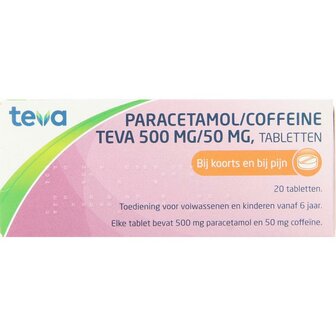 Paracetamol coffeine 500/50 Teva 20tb