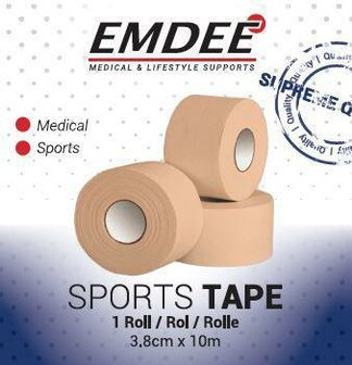 Sport tape 3.8cm x 10m huidkleur Emdee 1st