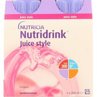 Juice style aardbei 200ml Nutridrink 4st