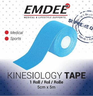 Kinesio tape licht blauw non cut Emdee 1rol