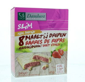 Afslank proteinereep witte chocolade &amp; aardbei Damhert 240g