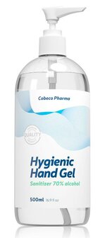 Hygienische hand gel (70% alcohol) pomp Cobeco 500ml