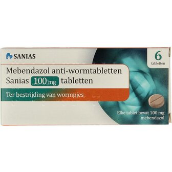 Mebendazol anti-wormtabletten 100mg Apotex 6tb